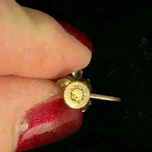 Vintage 1940s daisy rhinestone screwback sterling earrings - Picture 4 of 4